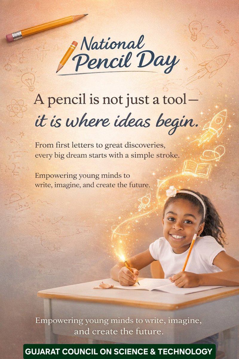 narottamsahoo's tweet image. A pencil is never just a tool - it is the beginning of every idea, every dream, every possibility!

On this #NationalPencilDay, let us celebrate this simple instrument that turns #imagination into #reality and #thoughts into #impact.

From first #words to great #innovations, a