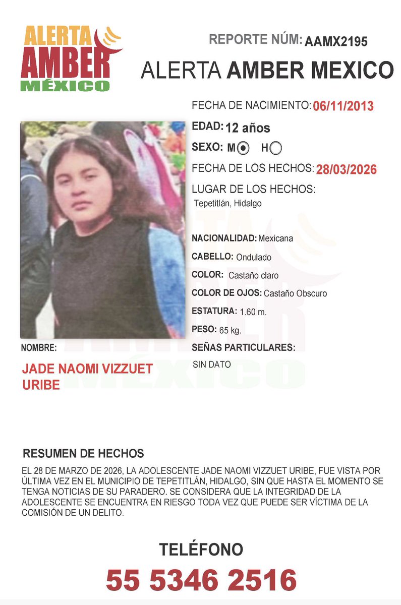 Alerta AMBER México tweet media