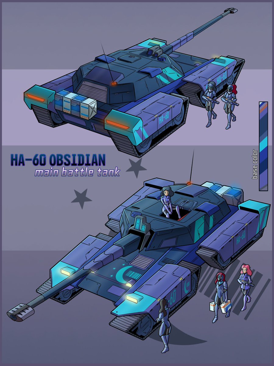 Anndd next up we have the HA-60 Obsidian main battle tank for the Stellaria royal guard~
Art is by the wonderful <a href="/DevilLustArt/">DevilLustArt🔞(Comms Open)</a>
