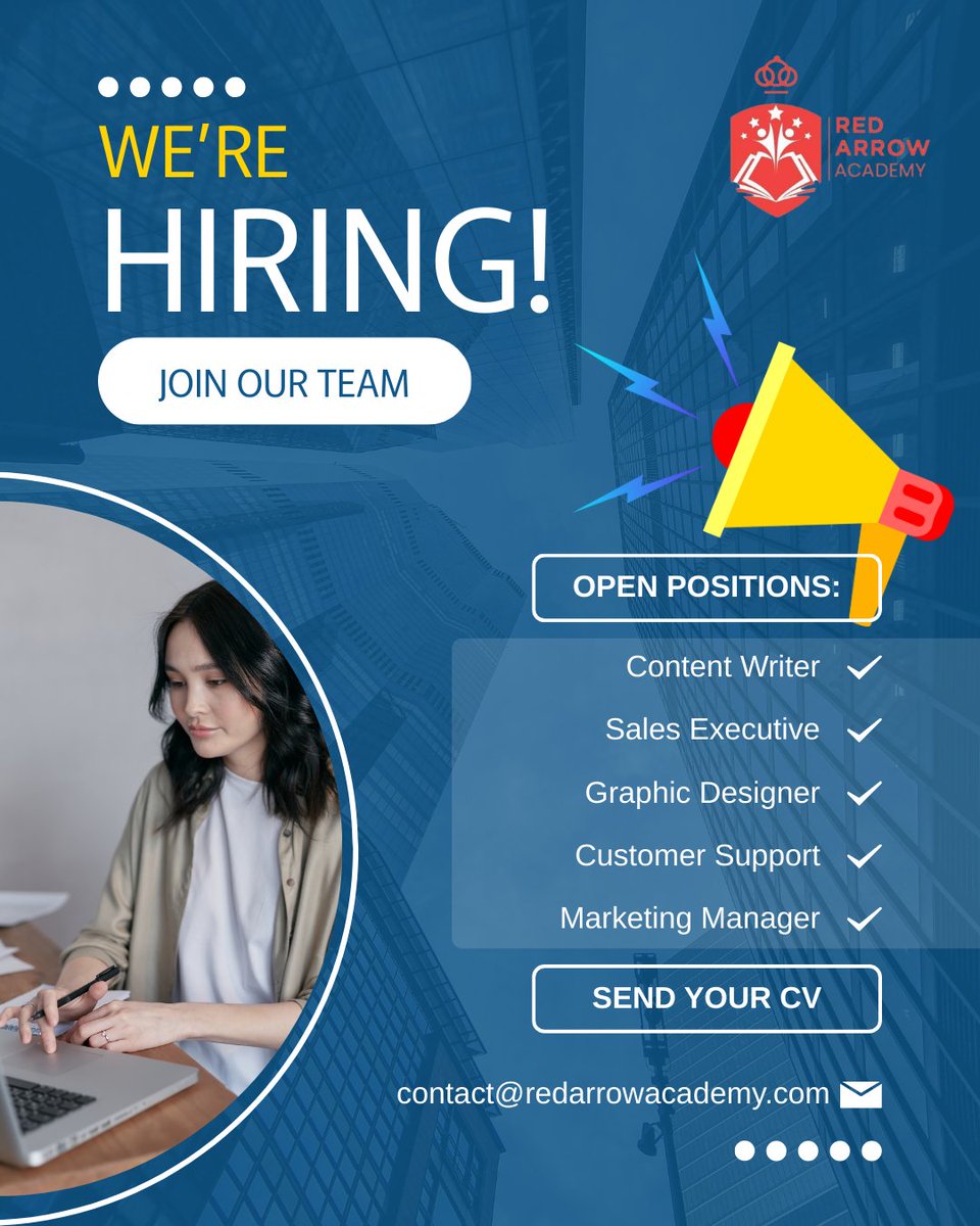REDARRO75050695's tweet photo. We're Hiring! Join Our Team!
.
.
.
#NowHiring #WeAreHiring #redarrowacademy #JobOpportunity #CareerGrowth #JoinOurTeam #HiringAlert #DreamJob #WorkWithUs #JobOpening #jobsearch https://t.co/EYZGSIbXqm