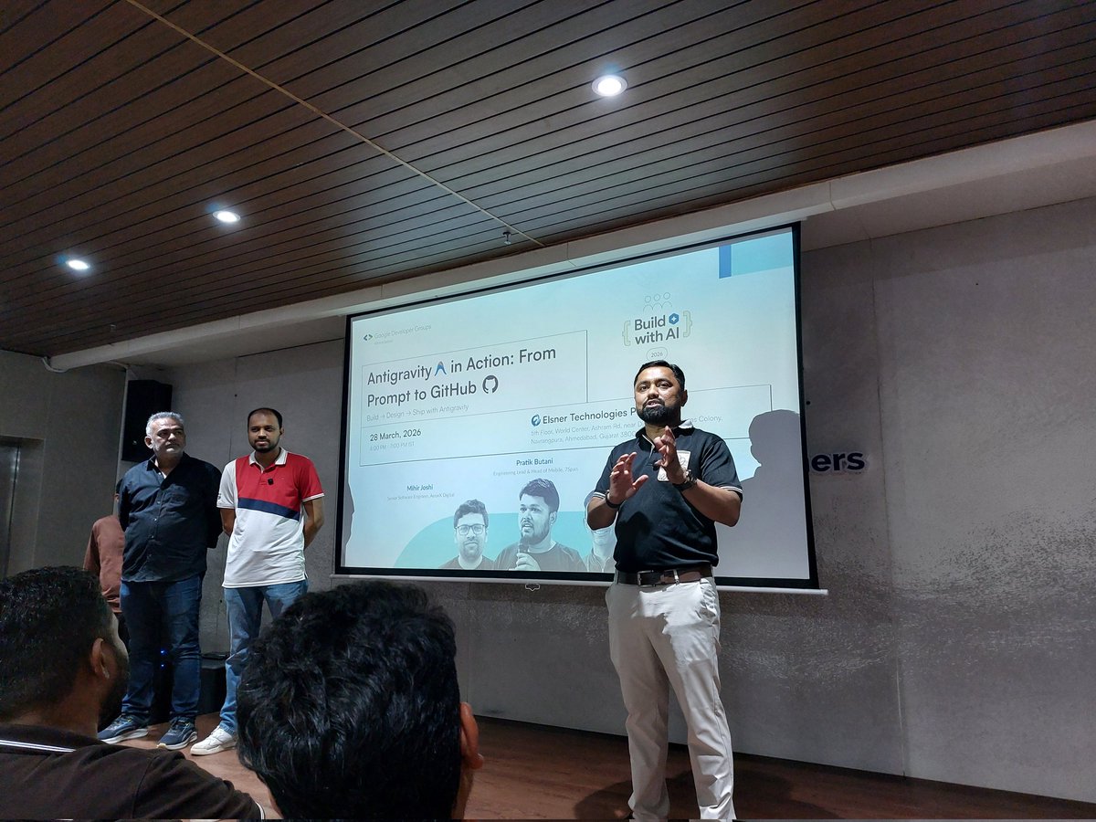 Praveenk_23's tweet photo. Walked in as an attendee.
Walked out as a future speaker. 🎤
One event. One room. One decision to show up.

@GDGAhmedabad  @antigravity in Action showed me what AI-powered dev workflows actually look like in production.

 @googledevs @GoogleIndia @GoogleLabs @stitchbygoogle https://t.co/lbnvw288zx