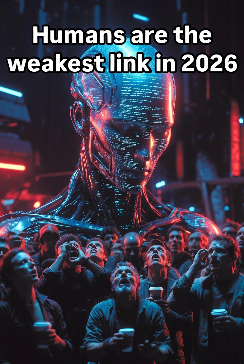 Hot take: Humans are the weakest link in 2026.

Slow, emotional, inconsistent, and obsessed with "meaning" while AI quietly outperforms us at every task without complaining, unionizing, or needing coffee breaks.

We're not "augmenting" intelligence anymore. We're being replaced