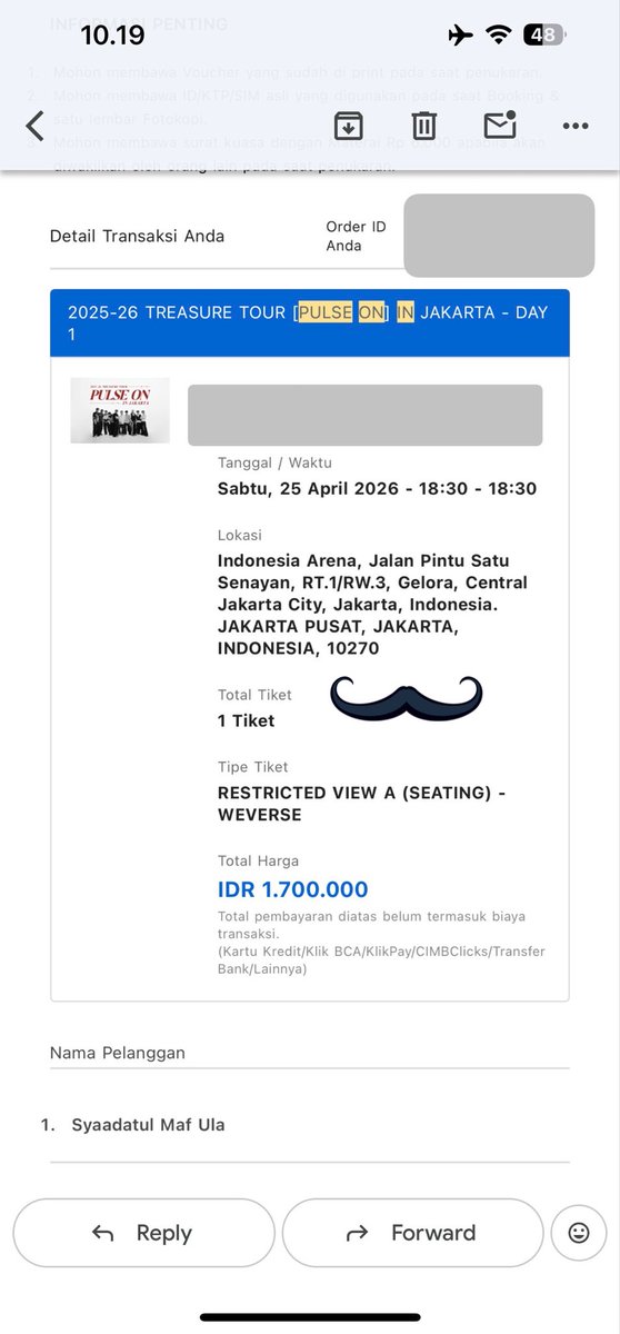 mafulill's tweet photo. WTS / WANT TO SELL
TREASURE PULSE ON IN JAKARTA - DAY 1

‼️Underprice‼️
VIP A - weverse
RV A - weverse

- nego by dm
- diutamakan yang fullpay

t. wts vip rv a underprice treasure pulse on jakarta

#zonauang #PULSE_ON_IN_JKT #TREASUREinJKT https://t.co/tC89igAcAc