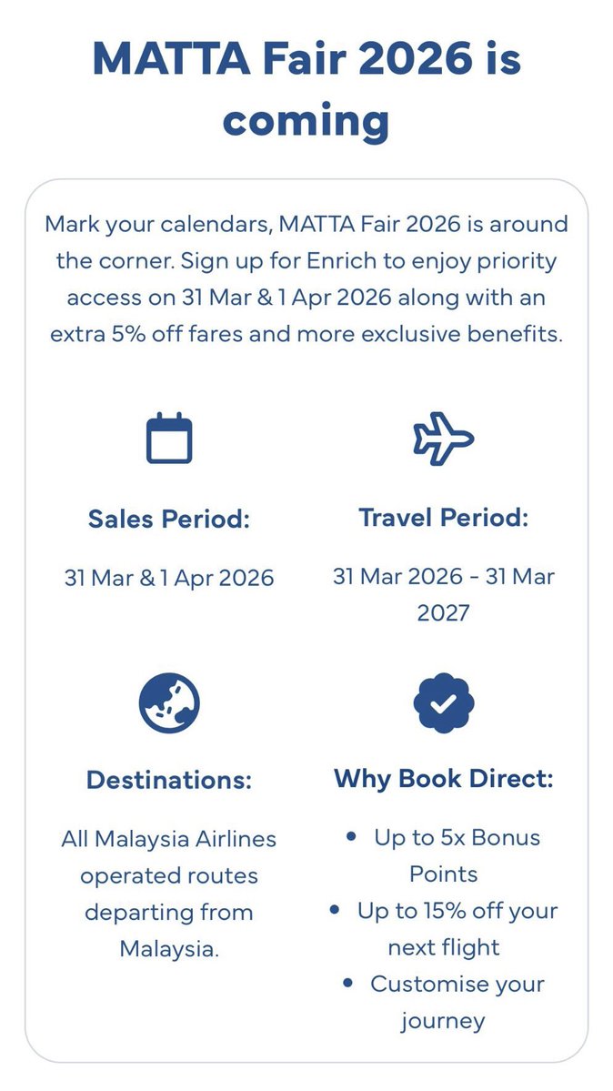 Esok sale Malaysia Airlines sempena MATTA Fair akan bermula di website Malaysia Airlines. Siap sedia!