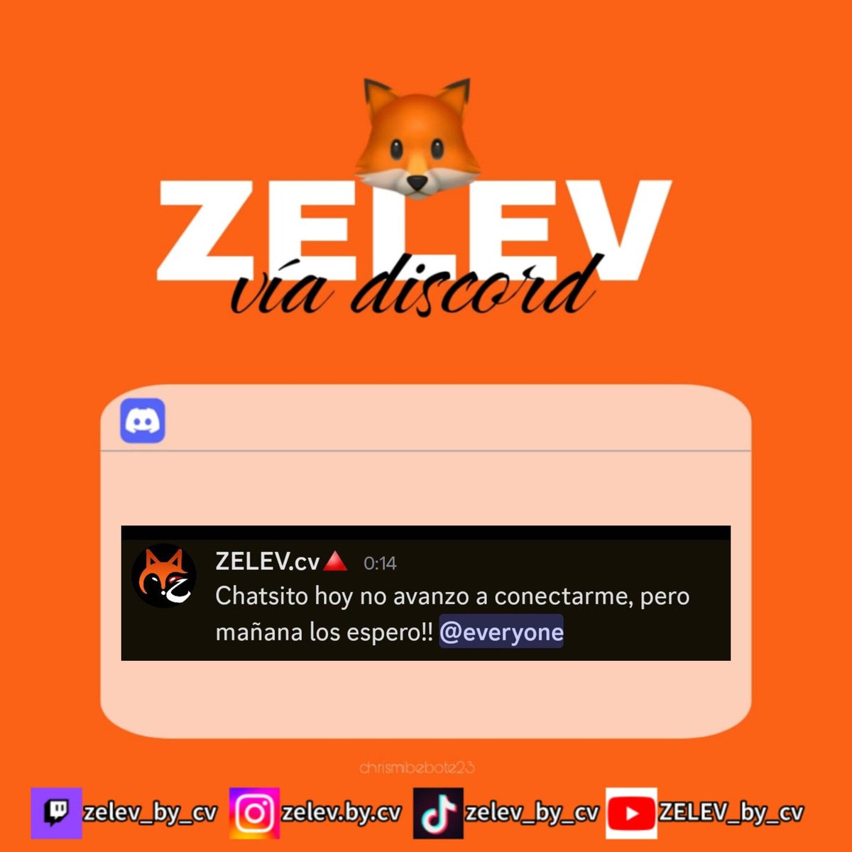 ⌨️ Mensaje de Zelev ( <a href="/christophervele/">Christopher Velez 🔺</a> ) a través de su canal de Discord 🦊🧡

#zelevbycv