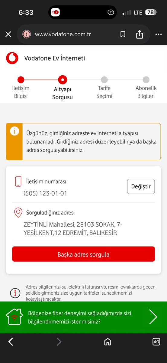 cnkrtt's tweet photo. @VodafoneTR mevcut internetimi taşımak istiyorum acaba neden bu hata ile karşılaşıyorum siz müşteri kabul etmiyormusunuz https://t.co/CETJLrXTwC