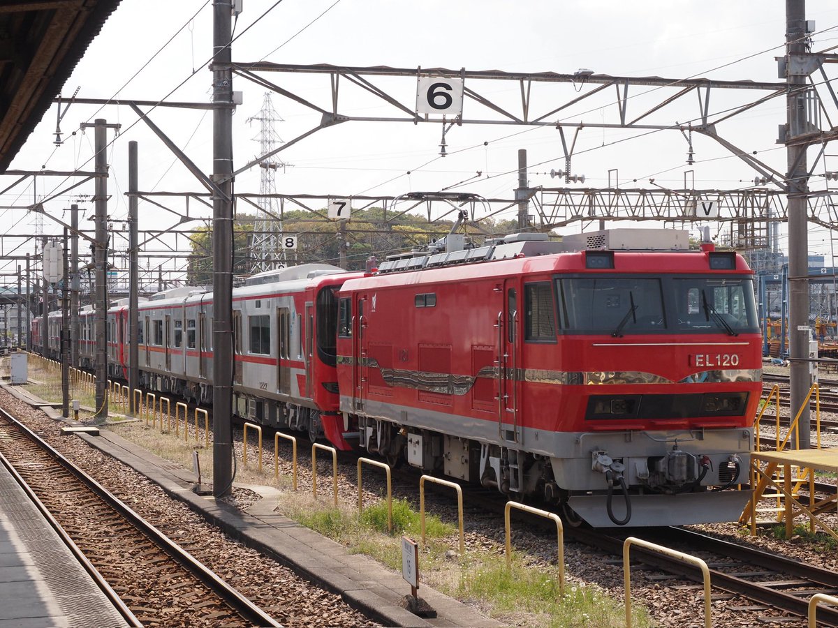 2026.3.30 名鉄9100系甲種輸送 ND552 8 EL122+9125f,9126f,9127f+EL121 大江にて 大江到着後は ...