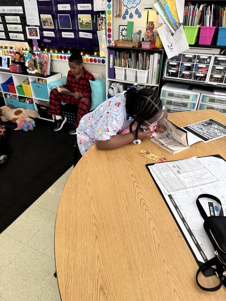 pwh105's tweet photo. Mrs. Church's class enjoyed reading in their PJs! https://t.co/ZIdH1VENAf