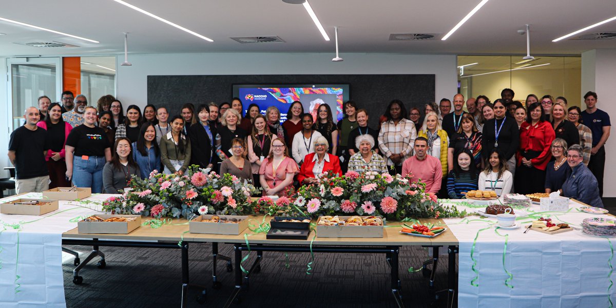 NACCHOAustralia's tweet photo. Staff gathered this morning to celebrate Pat Turner and the remarkable contribution she has made to NACCHO and to Aboriginal and Torres Strait Islander communities across the country.
Thank you, Pat.
#PatTurner #AboriginalHealth #CommunityControlled #Leadership #NACCHO https://t.co/e0KZdMCP5z