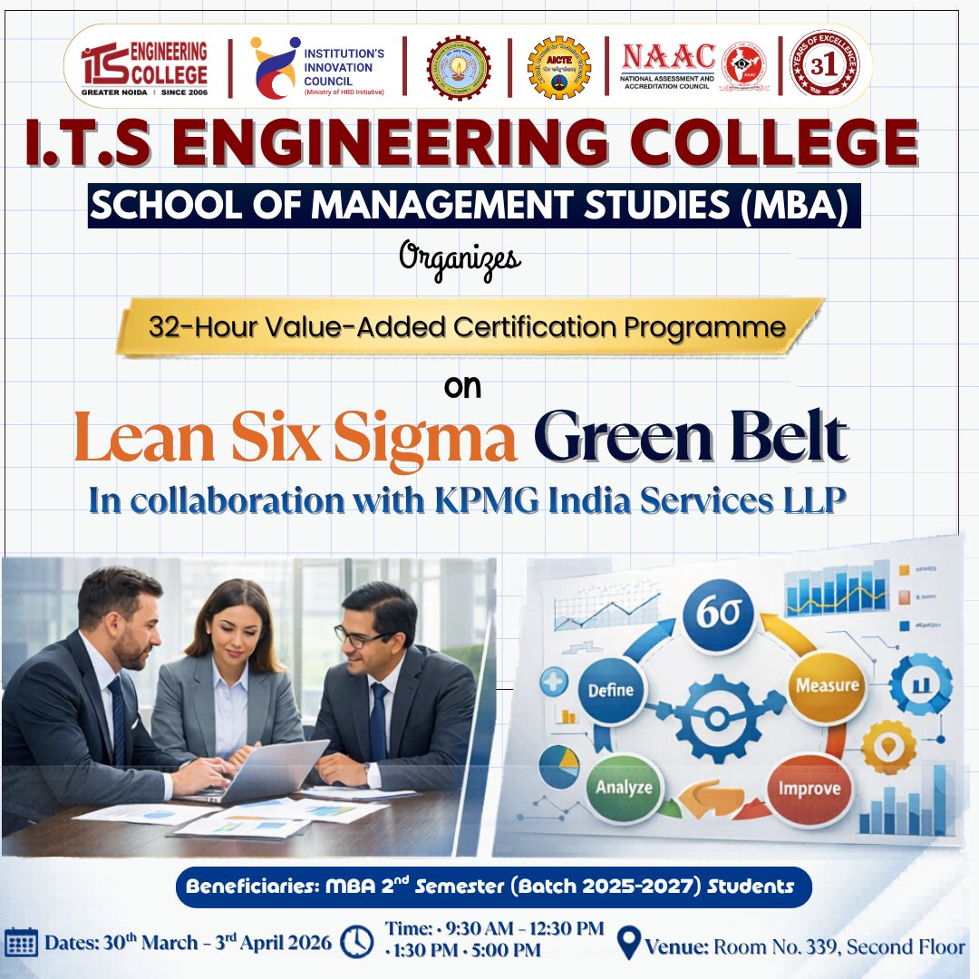 ITSEngggn's tweet photo. Upgrade your skills, elevate your future! 🚀
School of Management Studies (MBA) organizes a value-added certification program to empower students with industry-ready knowledge and practical excellence. 📚✨

#ITSCollege #MBA #SkillDevelopment #FutureReady #CertificationProgram https://t.co/kPbehMDmjR