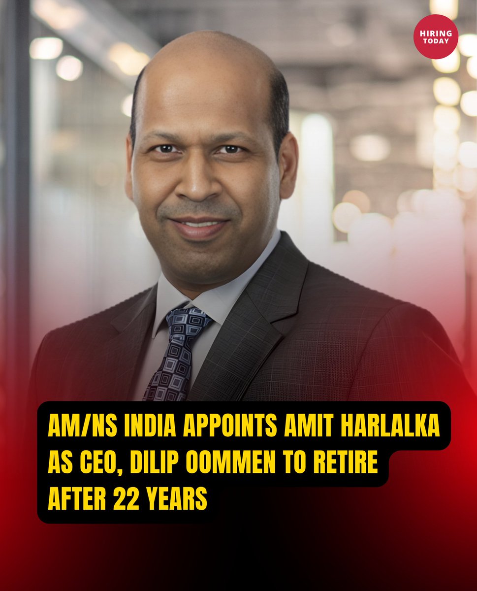hiringtoday_'s tweet image. ArcelorMittal Nippon Steel India names Amit Harlalka as CEO effective July 2026.

Veteran leader Dilip Oommen to step down after over two decades, transitioning to board and advisory roles.

Read more: thehiringtoday.com/am-ns-india-ap…

#AMNSIndia #LeadershipTransition