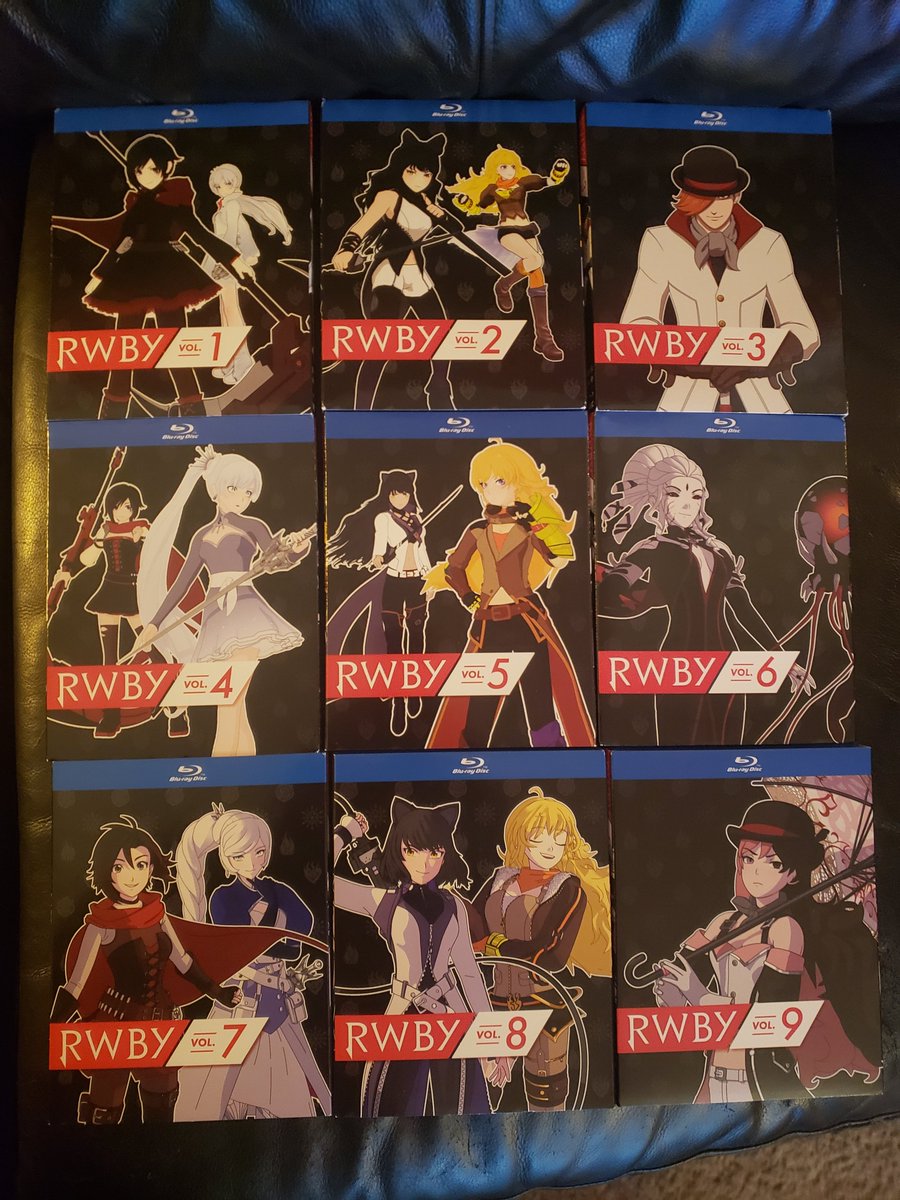 PokeSEGA64's tweet photo. The pattern of the #RWBY Viz Blu-rays now that we have them all.

Whiterose, Bumbleby, Villain.

Whiterose, Bumbleby, Villain.

Whiterose, Bumbleby, Villain. https://t.co/gM58xFPLKf