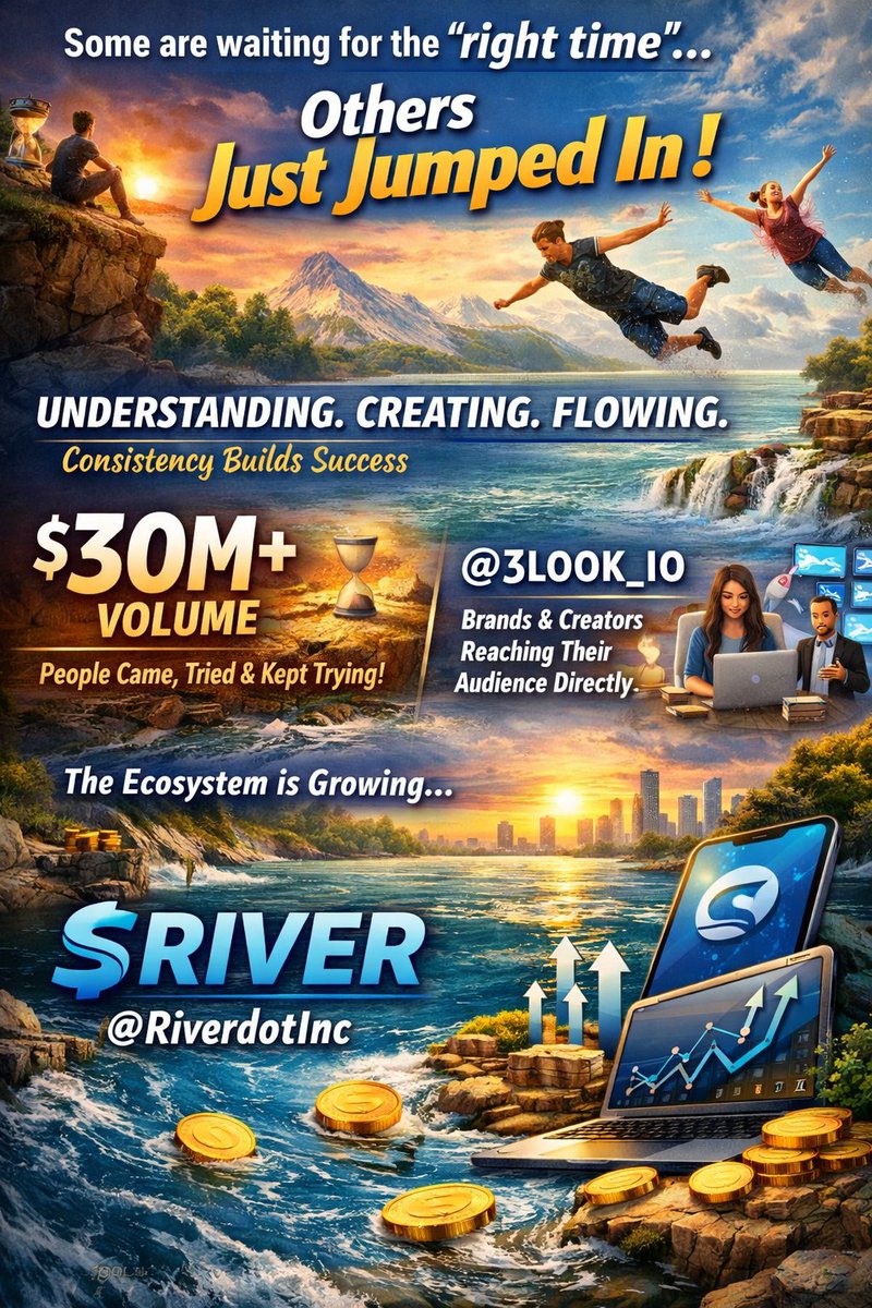 People are still waiting for the “right time” to come to $RIVER  .

And some people started straight away without thinking…
Understanding things, creating their own flow .

<a href="/River4fun/">River4FUN 🐝</a> isn't about hype, just being a little active every day is what counts.

30M+ volume is also