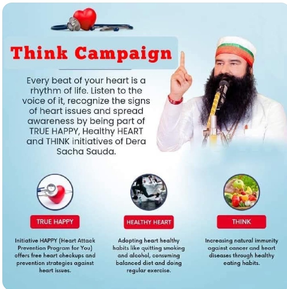kashyap_sh56695's tweet image. 🕊🌸Saint Gurmeet Ram Rahim Ji teaches us to value every heartbeat of life.Stay aware of heart health and spread this important message to others.Adopt healthy habits like exercise, balanced diet, and positivity.✨️✨️
#ThinkForHealth