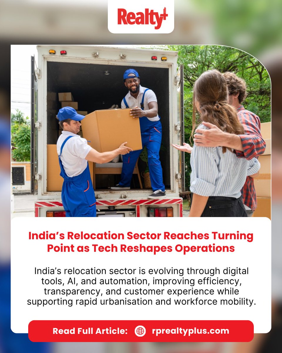 RPRealtyPlus's tweet image. India’s relocation sector is being reshaped by AI, automation &amp;amp; digital tools !
From smarter logistics to real-time tracking, tech is boosting efficiency and experience.

Is this the future of workforce mobility in India?

Read more: rprealtyplus.com/news-views/ind…

#Relocation #PropTech