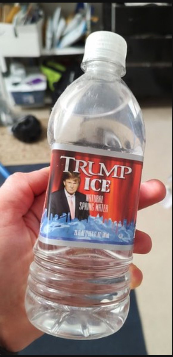 BertRobA's tweet photo. @dom_lucre Or how about naming his bottled water “Trump ICE?” Tell me he wasnt trolling the future https://t.co/8p2dEHNXAa