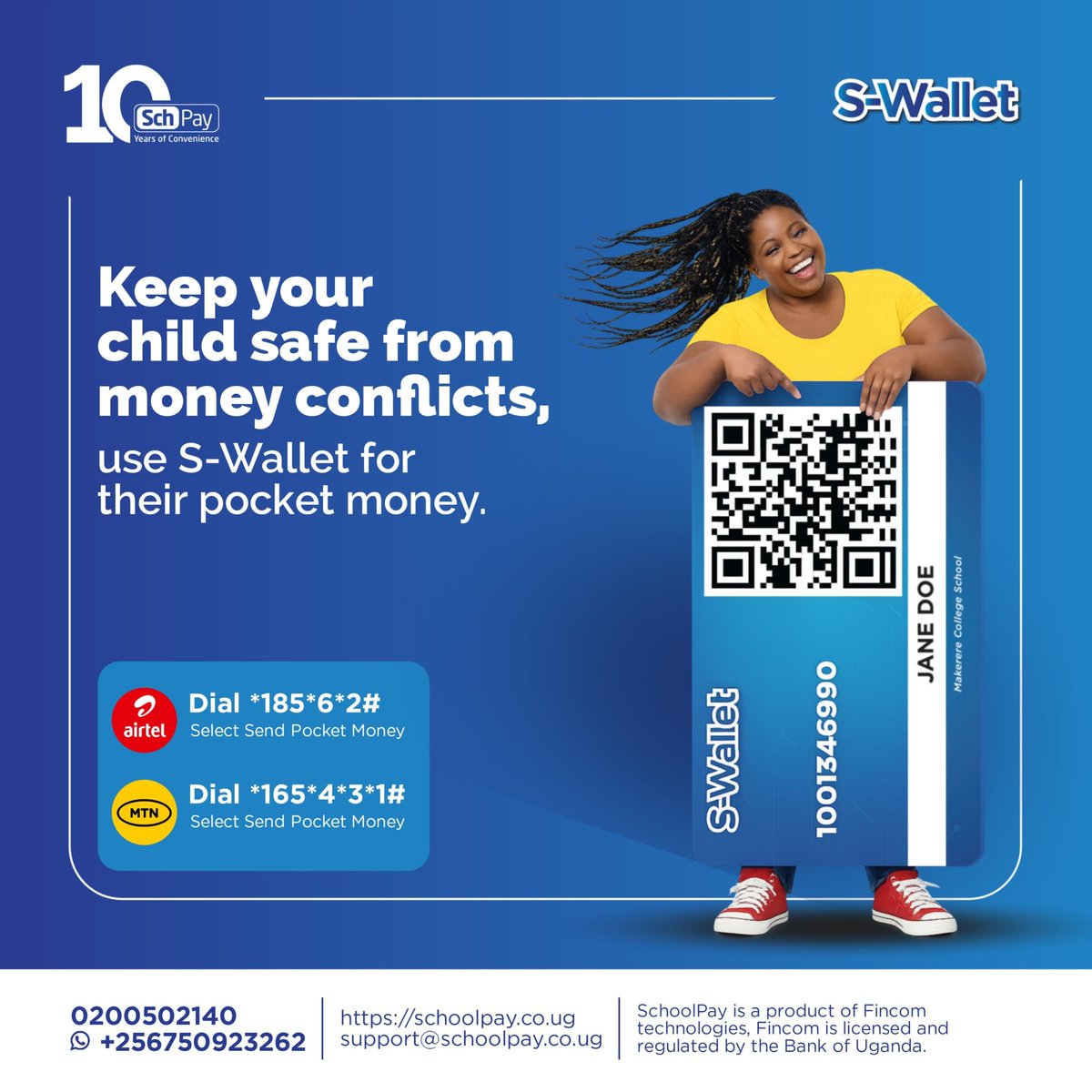 schoolpay_ug's tweet image. Give your child financial independence—without the stress by using the Schoolpay S-Wallet 

Dial 185*6*2# on @Airtel_Ug or 165*4*3*1# on @mtnug to get started today.

#SchoolPay #SWallet #DigitalPayments #FinancialLiteracy #ParentingSmart #CashlessUG