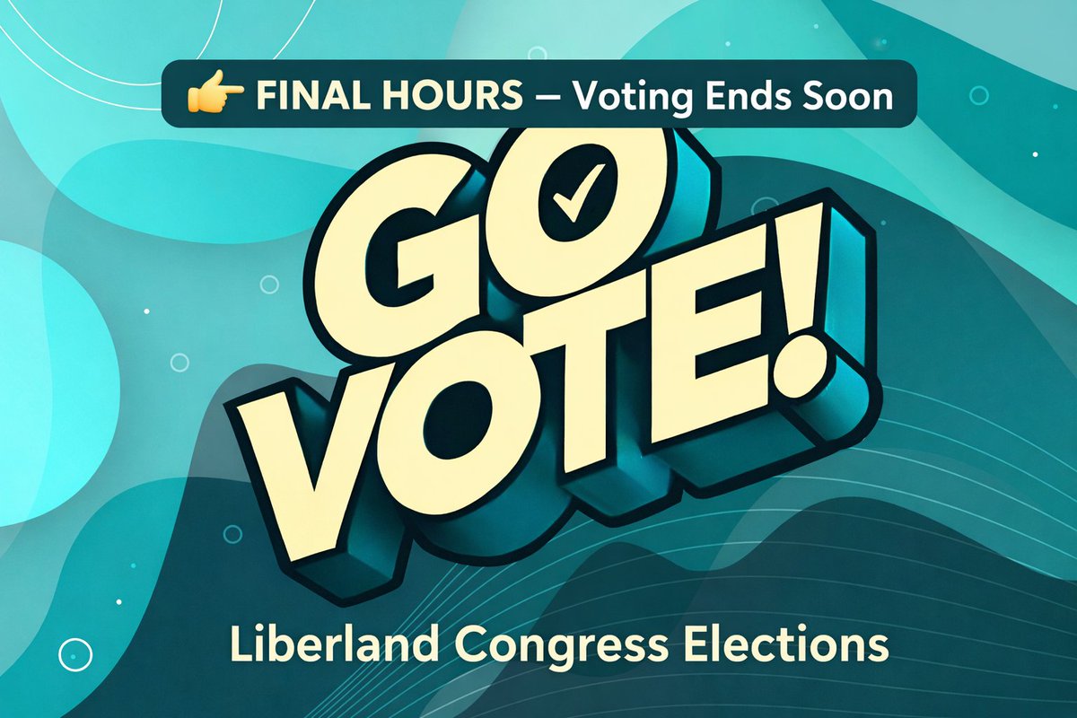 🗳️ Final hours to vote in the Liberland Congress Elections!

Shape the future of the Free Republic of Liberland ❤️

Support candidates who represent your vision.
👉 See candidates: liberland.org/elections/2026…

Every vote matters. Every citizen counts.
Citizens with 5,000+ Merits can