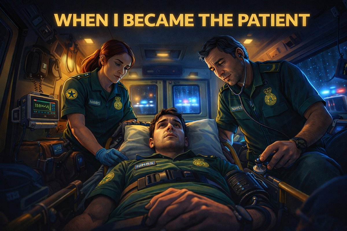 FrontlineClinc's tweet photo. One moment, you're the paramedic walking through the door. The next… you're the patient on the stretcher. 

What happens when the clinician becomes the patient? 

Read the story:
 https://t.co/jHsShQofeI

#paramedic #ambulance  #EMS #prehospitalcare #NHS https://t.co/jF31oTeYnh