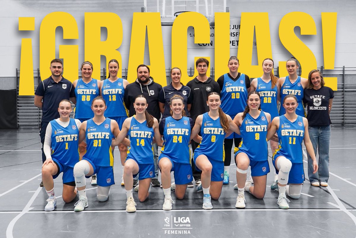 cbgetafe's tweet photo. Gracias por una temporada llena de esfuerzo y orgullo 💙💛
Jugadoras, staff y afición, gracias por hacerlo posible.
Caemos en octavos de playoff, pero con la cabeza alta.
Volveremos más fuertes 💪
#FamiliaCBG #OrgulloCBG #LigaVIPS https://t.co/Y9t54SB2mz