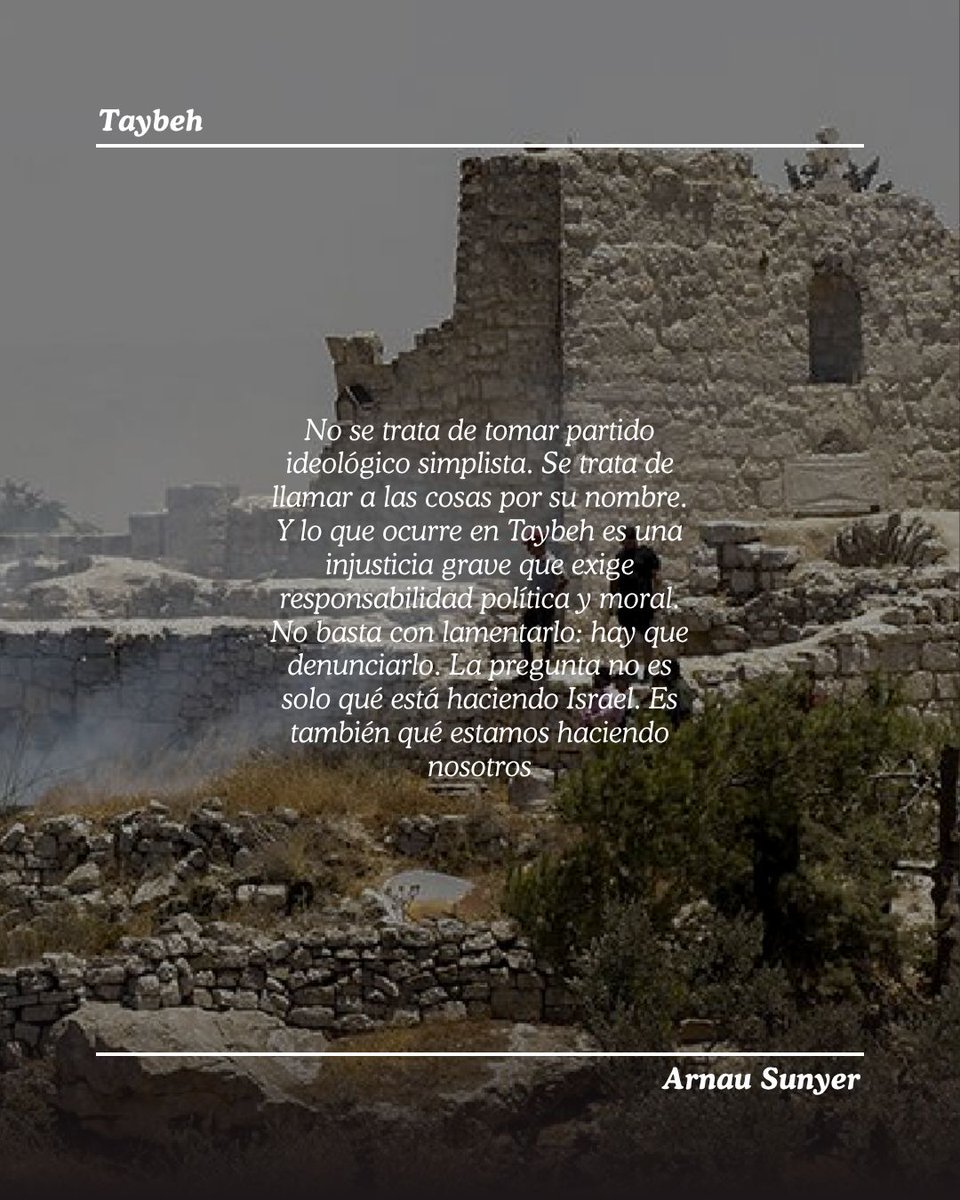 ¿Le suena el nombre Taybeh? La única aldea totalmente cristiana de Palestina que está siendo acosada brutalmente por los colonos israelíes... Arnau Sunyer nos lo cuenta.
lallama.org/2026/03/30/tay…