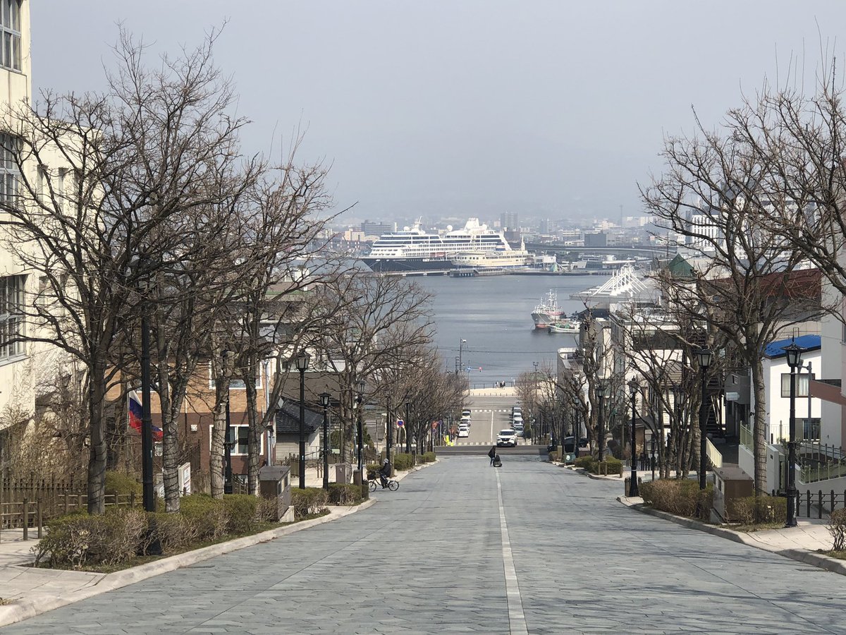 narumin1000sei's tweet photo. 【コナンの聖地巡礼ー函館編②ー】「函館に行ったら、絶対にこの景色を見る！」と決めていた八幡坂。下り坂の向こうに海がある風景が、留学で住んでいたサンフランシスコを思い出させるから。まさかのまさか、次男は夜中に鼻水で寝られず、午前中はゆっくりしたいと言い出す💦またひとりで、八幡坂や教会群、赤煉瓦倉庫も徒歩で回る。自分のペースで楽しめたので結果オーライでした😅