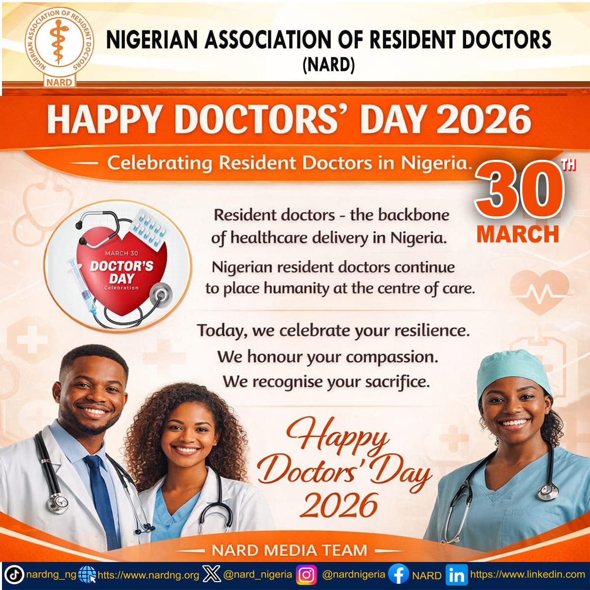 nard_nigeria's tweet image. HAPPY DOCTORS’ DAY 2026  🤣😂🎈🎉👏 

On behalf of Dr. Mohammad Usman Suleiman–led NARD NOC, E-NOC, NEC Members, the Crown Prince of NARD, and the entire NARDITES, we proudly join the world in celebrating our exceptional resident doctors—the true backbone of healthcare delivery