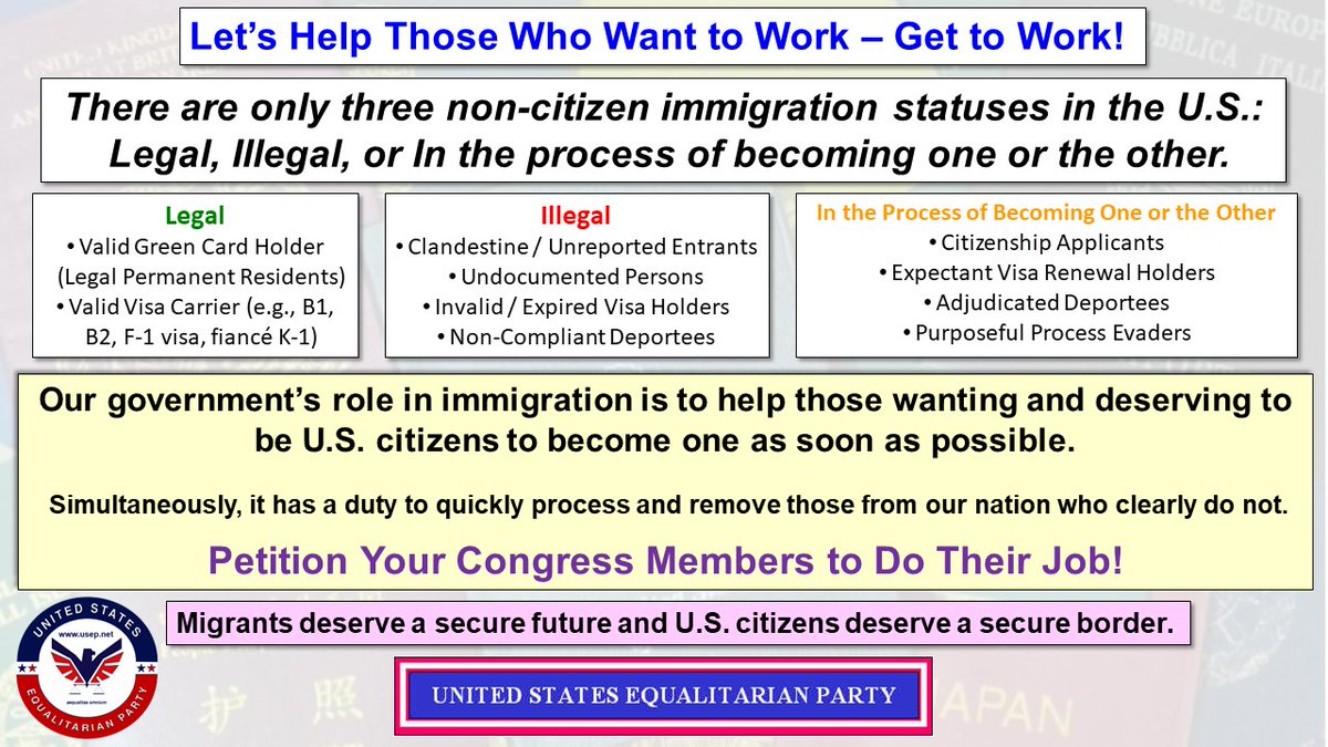 There are only three non-citizen immigration statuses in the U.S.: legal, illegal, or in the process of becoming one of the other two...

It is the role of government (Federal and State) to help those wanting and deserving to be U.S. citizens to become one as soon as possible.