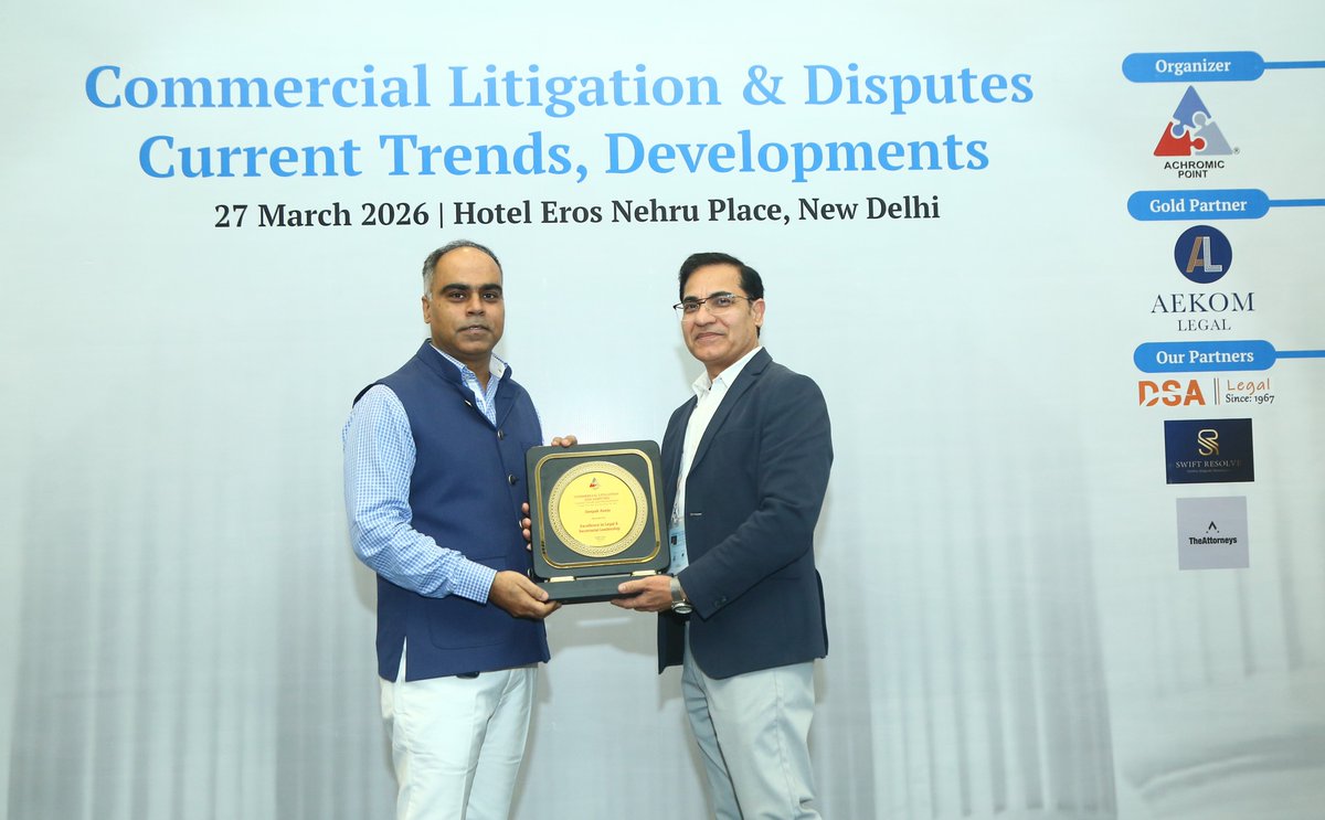 𝐂𝐨𝐦𝐦𝐞𝐫𝐜𝐢𝐚𝐥 𝐋𝐢𝐭𝐢𝐠𝐚𝐭𝐢𝐨𝐧 &amp; 𝐃𝐢𝐬𝐩𝐮𝐭𝐞𝐬: 𝐂𝐮𝐫𝐫𝐞𝐧𝐭 𝐓𝐫𝐞𝐧𝐝𝐬, 𝐃𝐞𝐯𝐞𝐥𝐨𝐩𝐦𝐞𝐧𝐭𝐬 - 𝐍𝐞𝐰 𝐃𝐞𝐥𝐡𝐢

DEEPAK ANEJA is recognized for excellence in legal and secretarial leadership.

🌐Explore on our website: achromicpoint.com