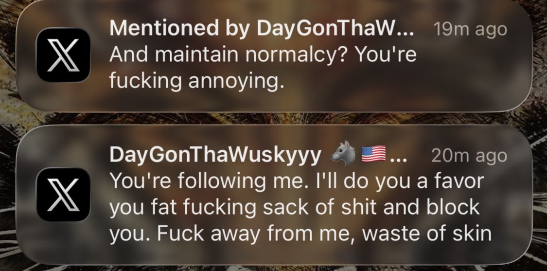 Altraxico's tweet photo. Proof #1:

The first case. I really used to think the ratio was on point. 50/50 in terms of stupidity vs. actual common sense and humbleness. Clearly I was very much mistaken.

The ironic part is this sad waste of flesh is following more than he's followed, and yet wants to talk. https://t.co/LOgdw2luoY