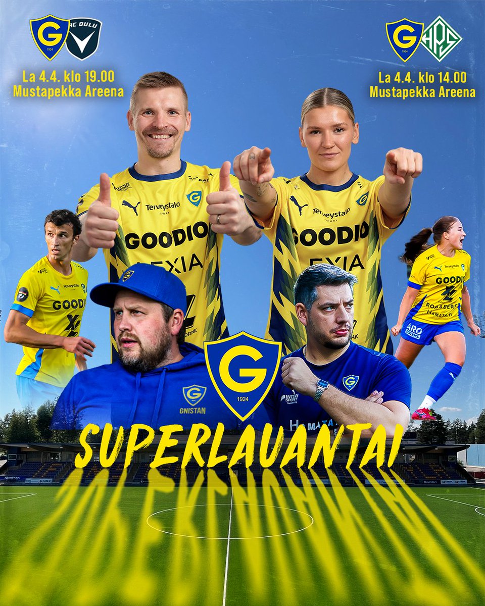 IFGnistan1924's tweet photo. Lauantaina kaikki on superia! 🤩

Päivä on historiallinen, sillä IF Gnistanin miehet ja naiset pelaavat ensimmäistä kertaa korkeimmalla sarjatasolla samanaikaisesti.

Kun ostat miesten Veikkausliigaotteluun lipun, saat lunastettua lipun myös ilmaiseksi Kansallisen Liiga peliin.

Tarkemmat tiedot tapahtumasta ja katsomojärjestelyistä verkkosivuiltamme.

👉 https://t.co/cfJdYTsWpH

#OgelinOma #Gnistan #Veikkausliiga #KansallinenLiiga