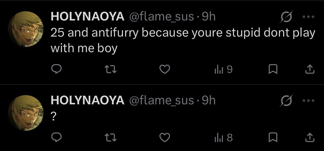 Altraxico's tweet photo. Proof #2:

Really? Just really?
Is this what we're doing now?

Again, always the ones following more than they're followed. Another trait I've noticed in the fandom. It has nothing to do with being gay or trans or anything like that, it literally boils down to bad attitude. https://t.co/lKtKiUFMty