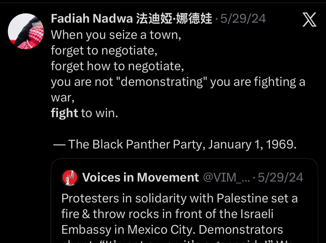 QuestyYon's tweet photo. @rubyinthew41190 @ickacangmachine Capitalism is oppression she intones as a voluntary guest in a city state with massive concentrations of capital and an Israeli embassy, while exhorting armed struggle as “sacrosanct.” Cherry on the cake: communist armed struggle against us by the MCP was legitimate, actually. https://t.co/Qf30wLveVP