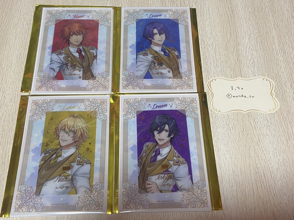 matcha_tw's tweet photo. 【交換】
うたプリ 　ASSHC　ビジュアルカード　ビジュカ

譲
音也　真斗　那月　トキヤ

求
嶺二2　蘭丸2(友人分)

郵送希望
検索からもお気軽にお声がけください。
初回ツイフィ必読 https://t.co/Fpdj4C0GNf