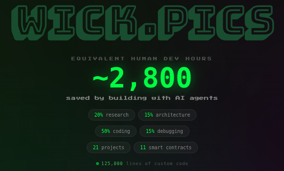 The website now estimates how many human developer hours it would have taken to build what we have built using AI
wick.pics