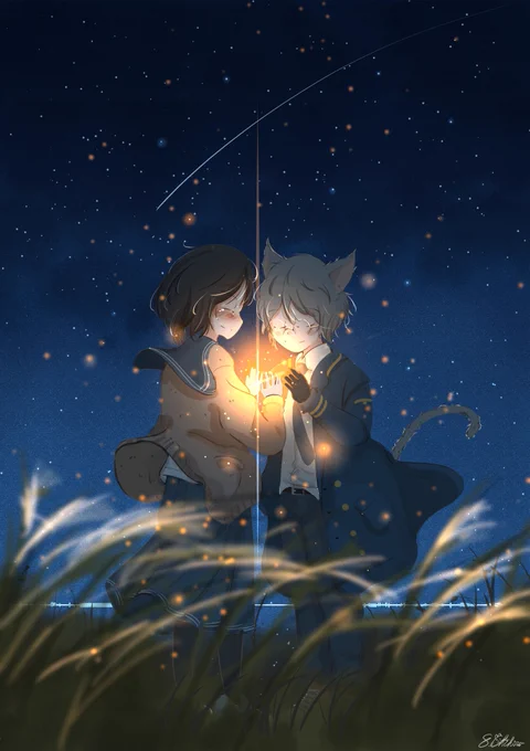ひとりぼっちの女の子と星を運ぶ男の子が明けない夜の世界を旅するお話です。
#オリジナル作品発掘祭2026 