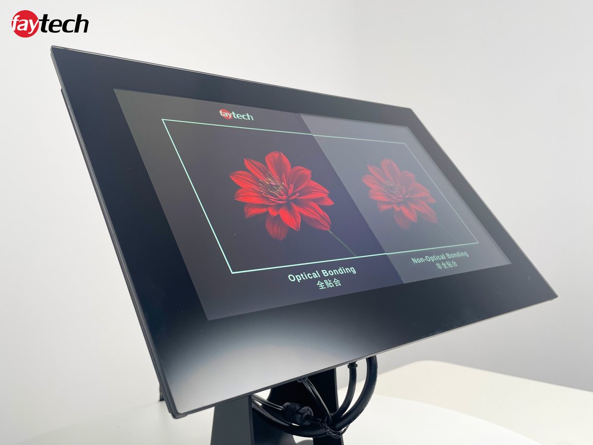 faytechShenzhen's tweet image. One of #faytech's standout #features is our in-house #opticalbonding, enhancing touch #displays' quality and #durability.

🔍 It eliminates glare &amp;amp; moisture risks!

Check the side-by-side comparison of optical (left) vs. non-optical (right)!

🔗 faytech.com/faytech-techno…