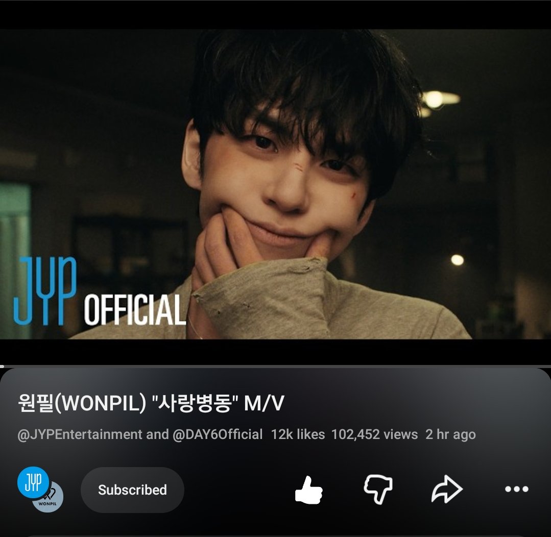 Day6YouTubeFile's tweet photo. 원필(WONPIL) "사랑병동" M/V has reached 100K views on YouTube.

Keep watching!
▶️ https://t.co/HYpzkrj0zr

#DAY6 #데이식스 @day6official
#WONPIL #원필 #Unpiltered https://t.co/TIvCGnxqk6