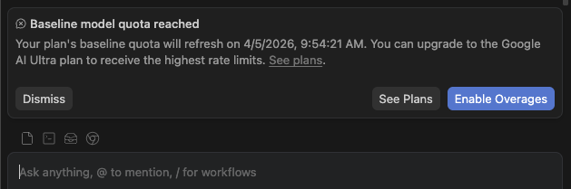 I used to be able to code for days with Gemini, now I run into this after just ~2 hours. 
And Im already on the AI Pro plan.

Ultra would cost 274,99€. And I don't need to generate Videos or Photos. I just want to code.

<a href="/OfficialLoganK/">Logan Kilpatrick</a> fix pls <3