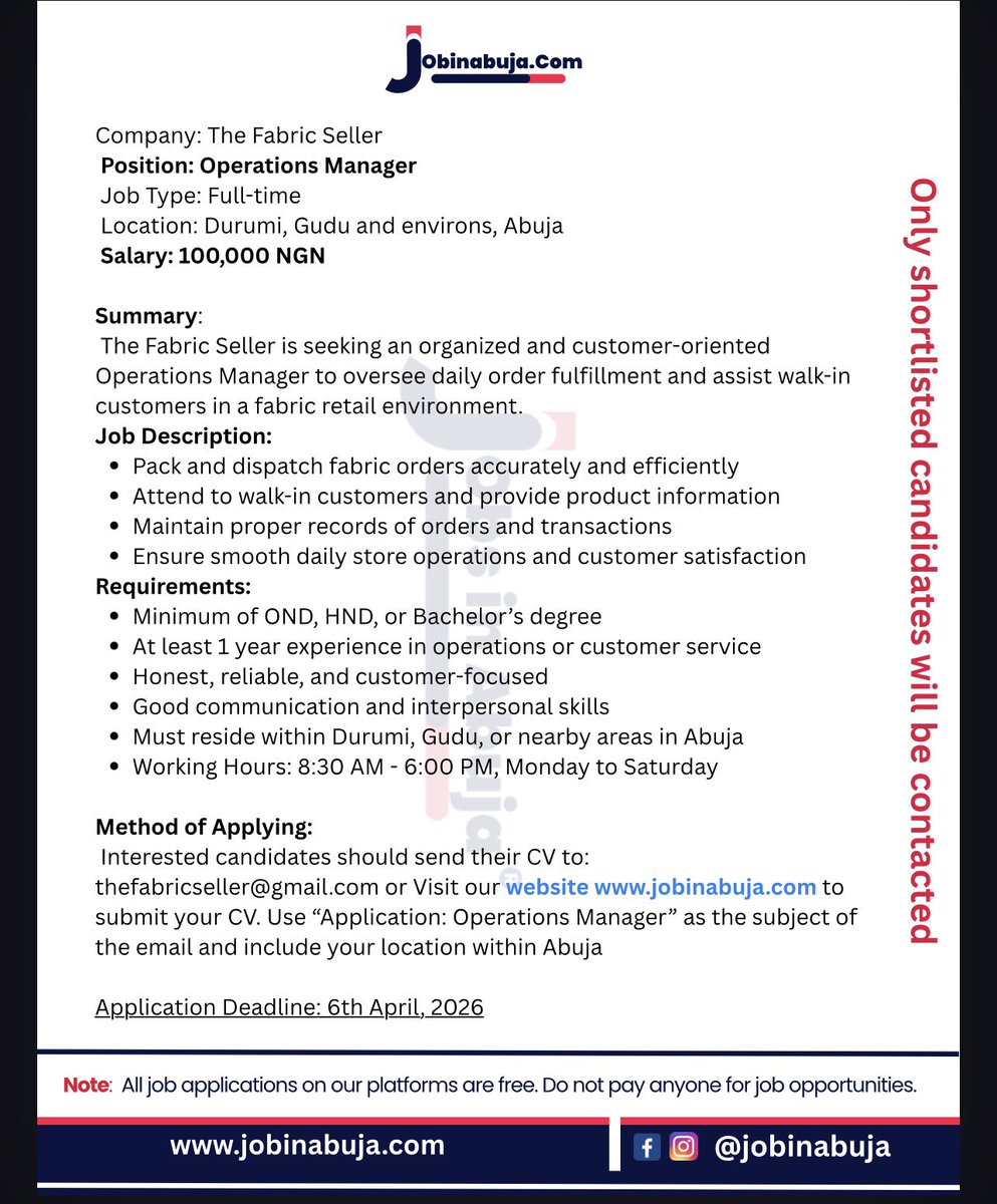 Jobs In Abuja tweet media