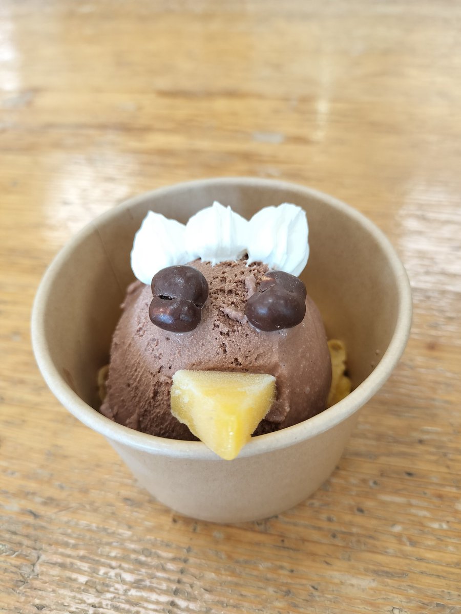 kagoof's tweet photo. ペンギンサンデー売り切れてたけど、代わりのカグージェラートもおいしかった！ペンギンたちも気持ちよさそう🐧 https://t.co/sxPRSZghBh