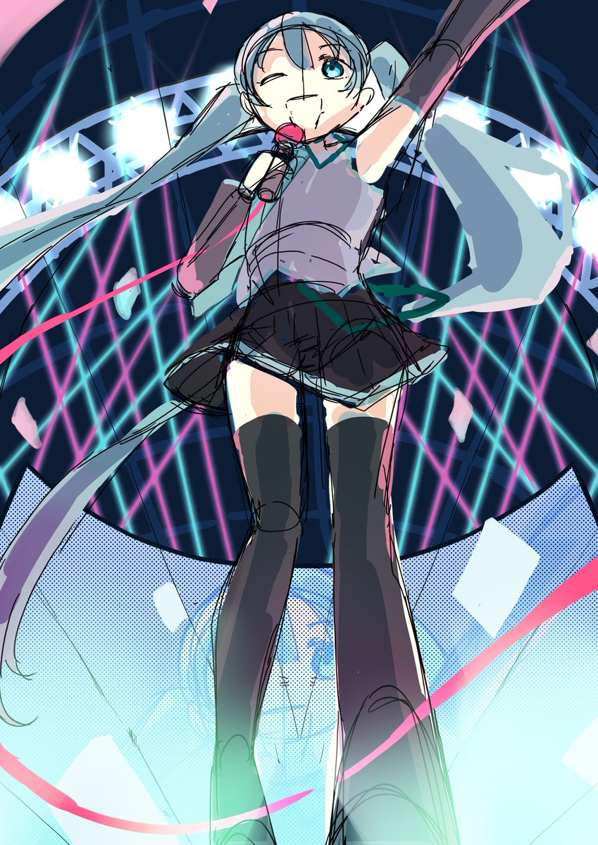 ミクの日に上げようと思ってたラフ