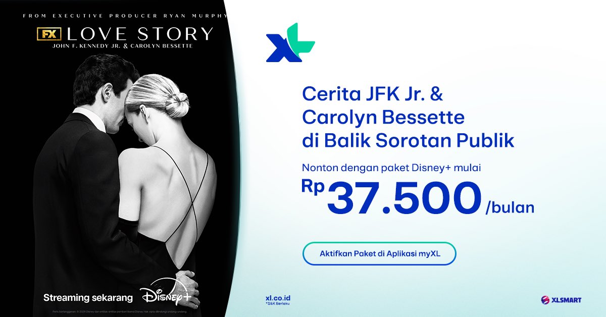 Perfect love story… or not? 👀. Kisah JFK Jr. &amp; Carolyn Bessette ternyata jauh dari yang kelihatan.
Langganan paket Disney+ mulai dari Rp. 37.500/bulan. Aktifkan sekarang disini xl.onelink.me/CZgv/socprmgen &amp; Time to binge 🍿