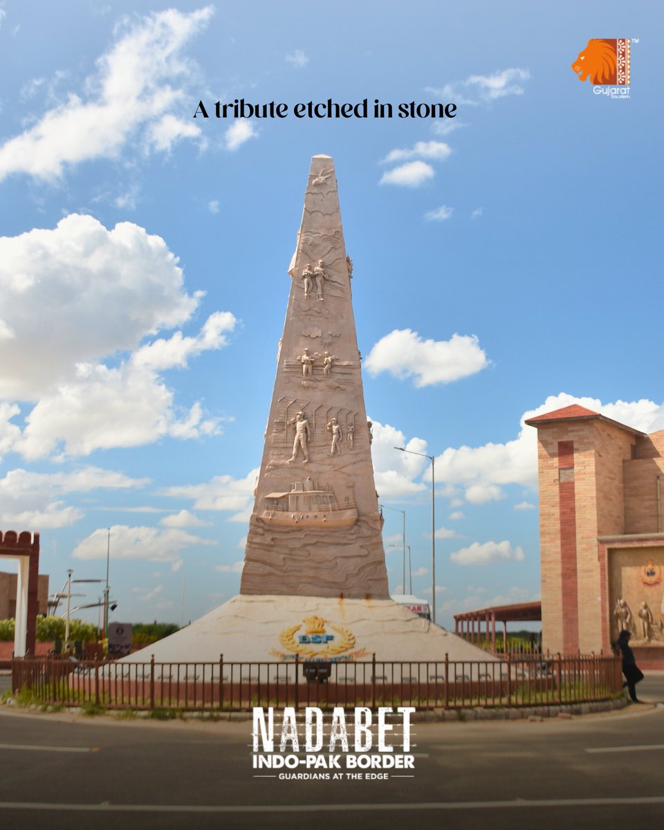 VisitNadabet's tweet image. A silent salute to unmatched bravery. The BSF Stambh at Nadabet reminds us of the strength and sacrifice that stand watch at our borders. #Nadabet #AerialView #BorderTourism #ExploreGujarat #incredibleindia