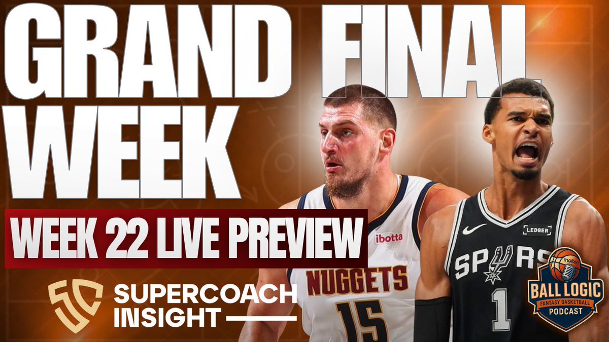 TheSCBrain's tweet photo. It’s Grand Final week in #NBASupercoach for Week 22 so join 10th place @SCHorse_ and I at 8pm AEDT as we break down the trades you need to make to win your leagues! 🫱🏽‍🫲🏼

🔗 Link to live show below! 👇🏼 

#NBA #SupercoachNBA #SupercoachHoops https://t.co/AIiTuRwdvs