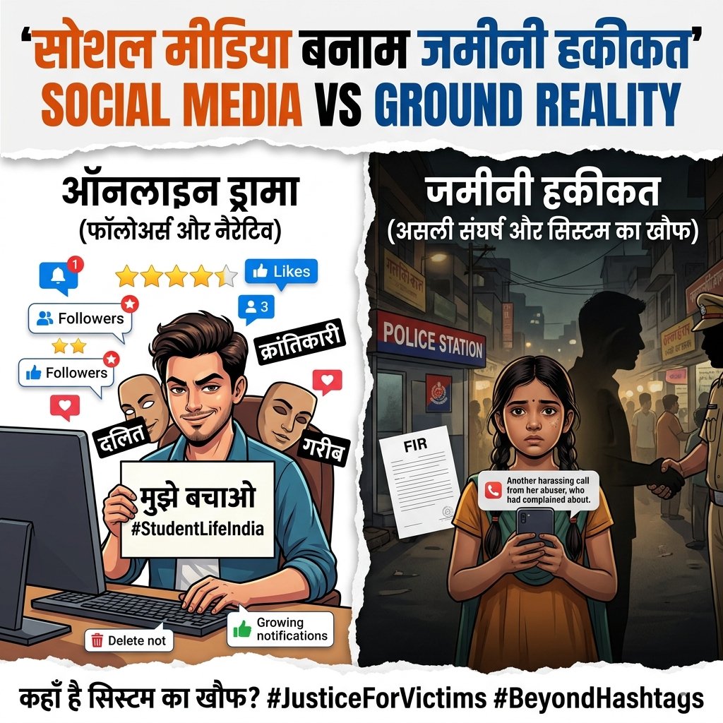 RavikiranShend1's tweet photo. @grtbabamanish 'क्रांतिकारी' मुखौटों के पीछे छिपी दोगली नीति पहचानें!🎭
मुकेश मोहन जैसे लोग केवल राजनीतिक आकाओं के ट्वीट रीट्वीट कर फॉलोअर्स बढ़ा रहे हैं। असली संघर्ष नोएडा 58 की उस छात्रा का है जिसे FIR के बाद भी धमकी मिल रही है।⚖️
हैशटैग के ड्रामे बंद हों,ज़मीनी लड़ाई लड़ें!✊
#Baba_Manish https://t.co/q6grQITASe