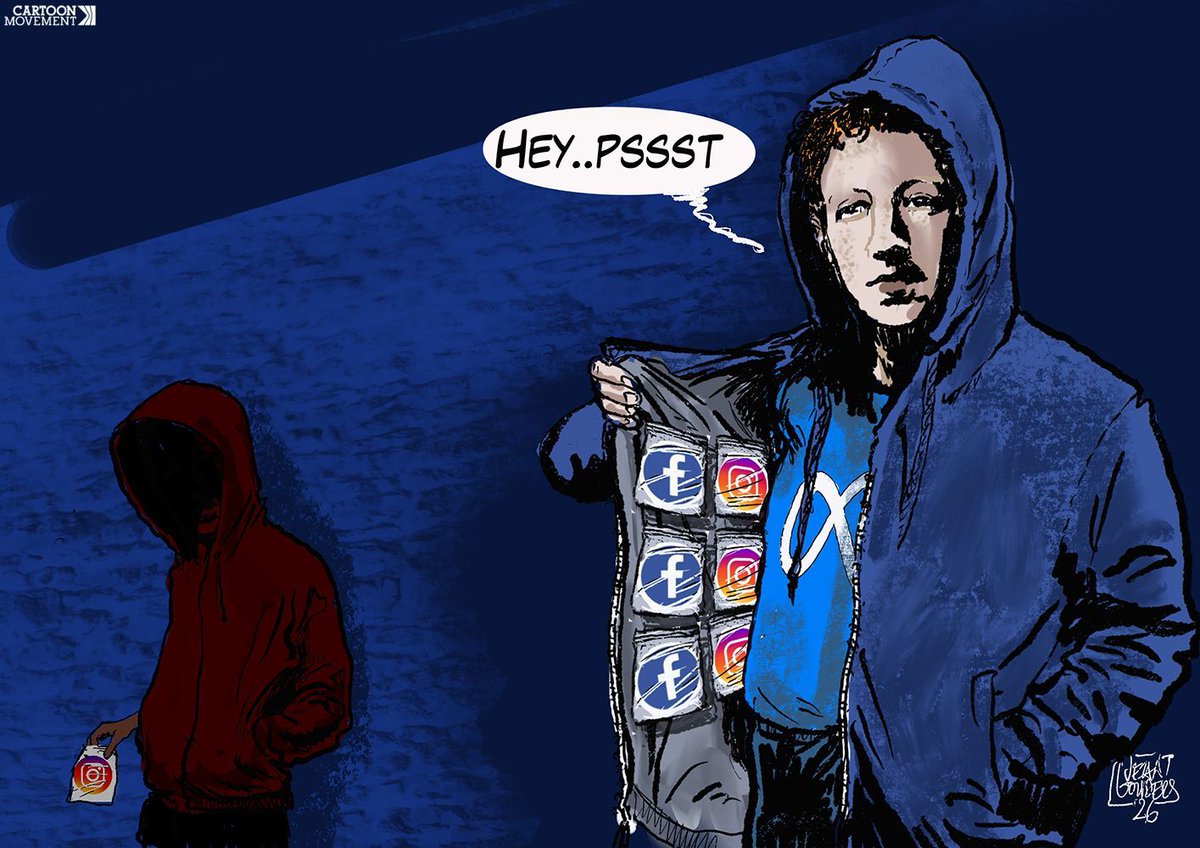 cartoonmovement's tweet image. Addictive apps. Today’s cartoon by Jean Gouders. More cartoons: cartoonmovement.com

#addiction #Zuckerberg #Meta #Facebook #Instagram