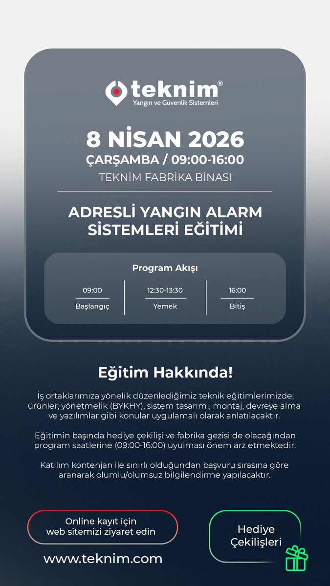 Teknim's tweet photo. 🚀 Kontenjan dolmadan yerinizi ayırtın: 
https://t.co/me86c0glry

#teknim #yangıngüvenliği #işortağı #teknikeğitim #fabrikagezisi https://t.co/wPTN6ce5tq