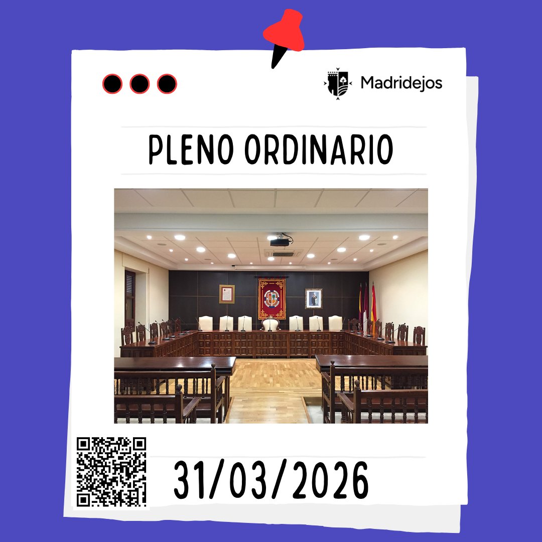 Convocado Pleno Ordinario el día 31 de marzo de 2026, a las 19:00 horas

#madridejos
#PlenoMunicipal #PlenoOrdinario

+INFO 👉 madridejos.es/convocado-plen…