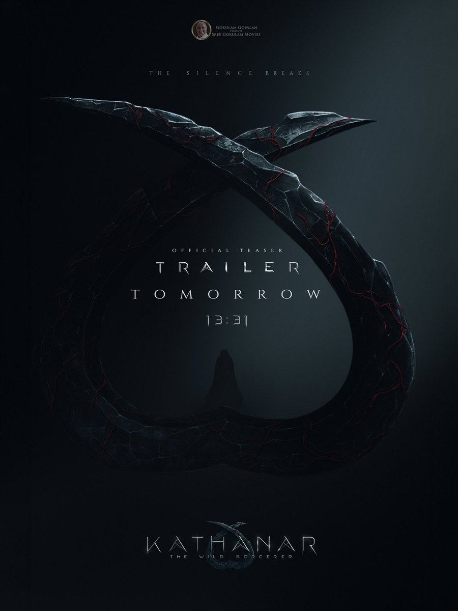 Sathish15581904's tweet photo. The silence breaks tomorrow!
Trailer drops at 13:31 PM ⏳

#theSilenceBreaks #Kathanar #കത്തനാർ #Kathanarthewildsorcerer 
 #ItsTimeForFantasyroaringSoon 

#GokulamGopalan #RojinThomas https://t.co/PKZnTeZhDZ